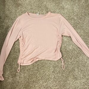 Blush pink scrunched tie t-shirt